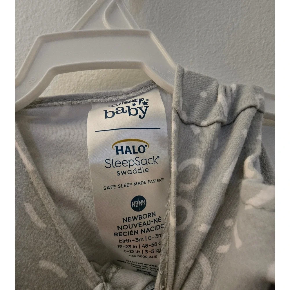 HALO SleepSack Swaddle Disney Mickey Mouse Grey Newborn 0-3M Wearable Blanket
